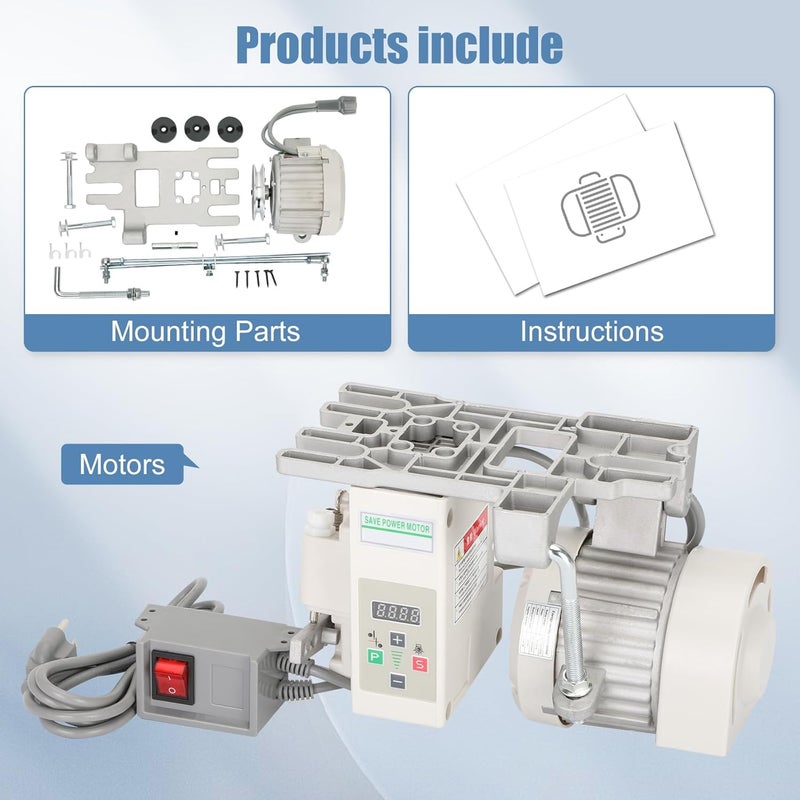 Longse Industrial Sewing Machine Motor with Needle Positioner and Synchronizer, AC110V, 750W, 6000RPM, Servo Motor Sewing Machine with Controller and Foot Switch, Run CW and CCW, Silent, Instructions - Image 2